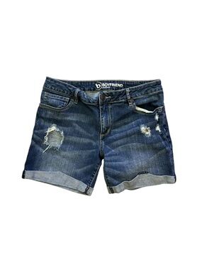 Bullhead Boyfriend Distressed Denim Shorts Cuffed Medium Wash 5